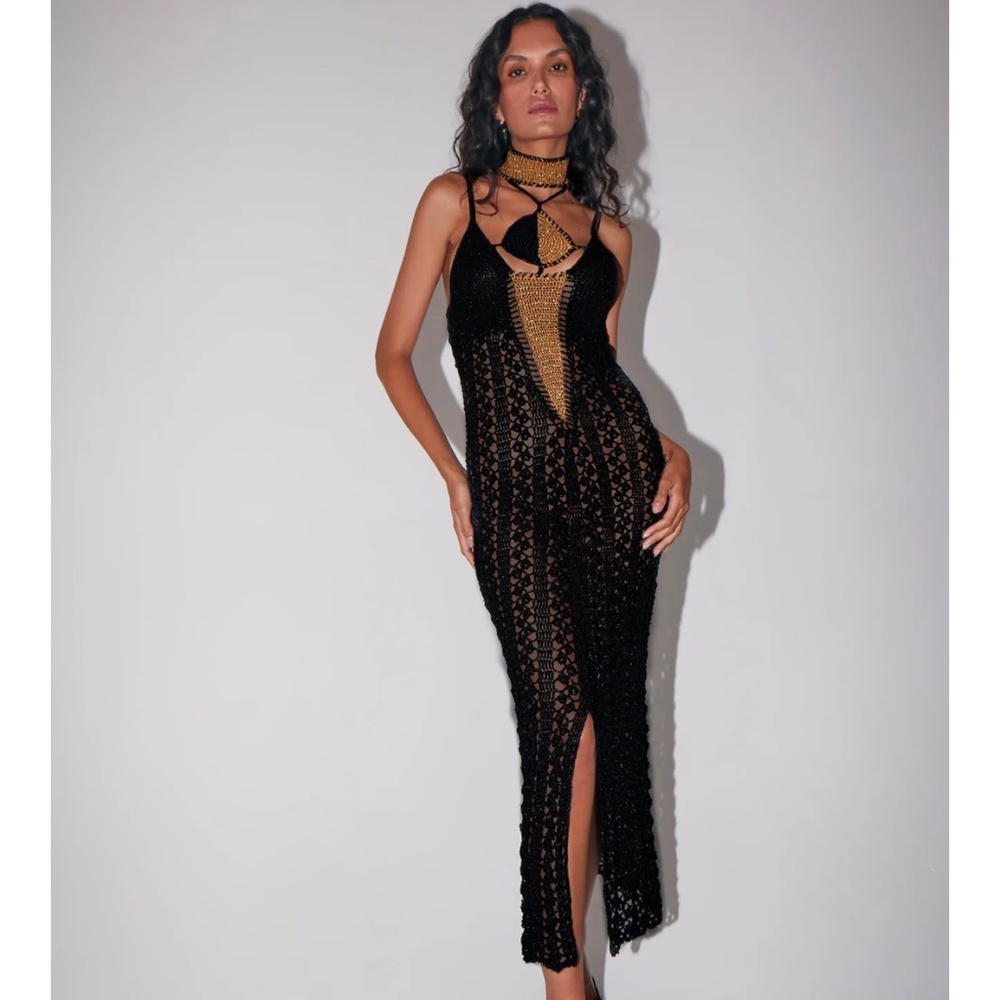 Andrea Almeida crochet black Greta dress